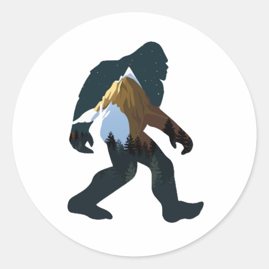 Night Forest Bigfoot Ronde Sticker (Voorkant)