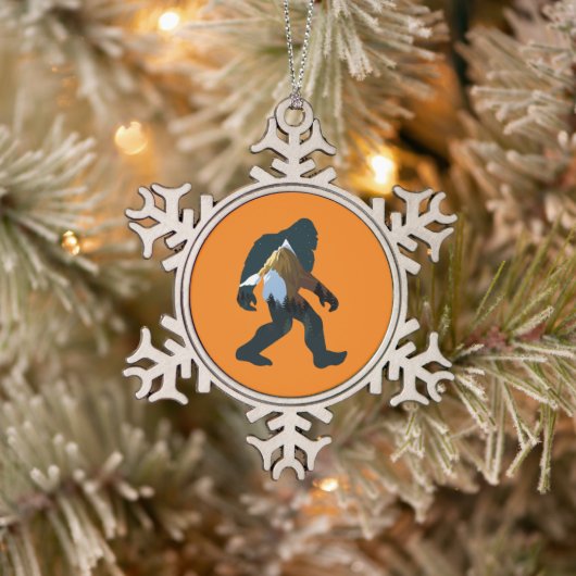 Night Forest Bigfoot Tin Sneeuwvlok Ornament (Boom)