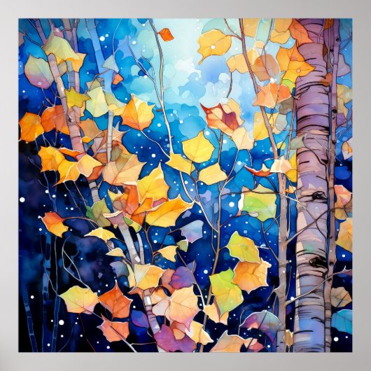 Night Forest in Autumn Art Poster (Voorkant)