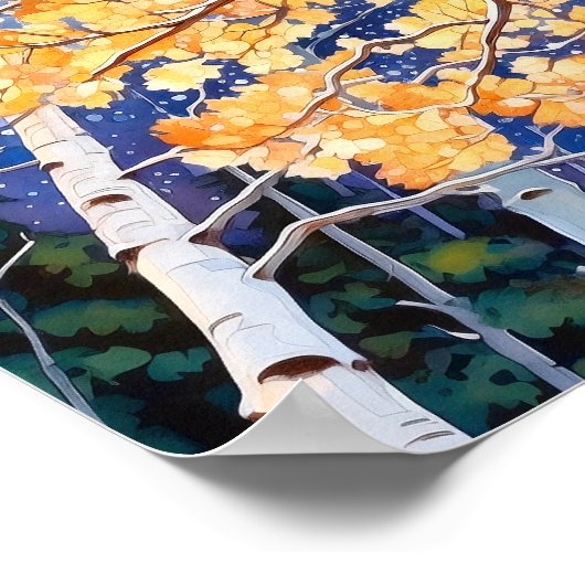 Night Forest Landscape Painting Poster (Hoek)