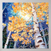 Night Forest Landscape Painting Poster (Voorkant)