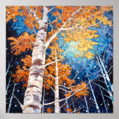 Night Forest Landscape Painting Poster (Voorkant)