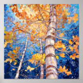 Night Forest Landscape Painting Poster (Voorkant)