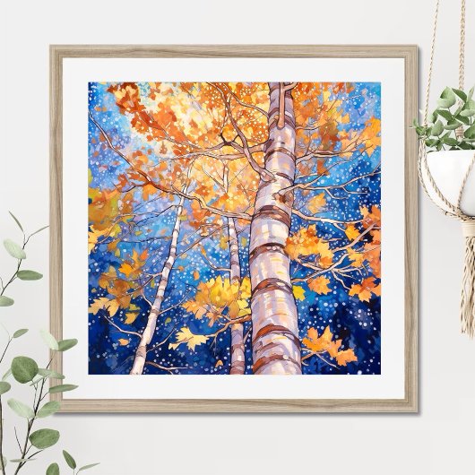 Night Forest Landscape Painting Poster
