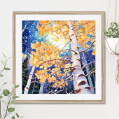 Night Forest Landscape Painting Poster