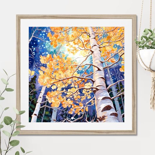 Night Forest Landscape Painting Poster