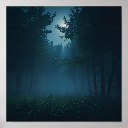 Night Forest Moonlight Poster (Voorkant)