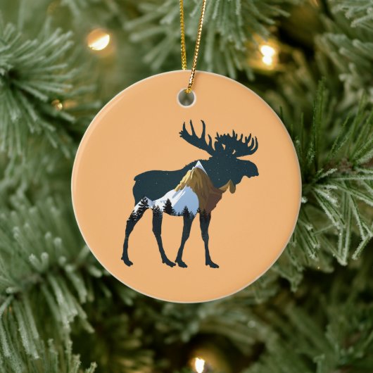 Night Forest Moose Keramisch Ornament (Boom)