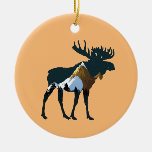 Night Forest Moose Keramisch Ornament (Voorkant)
