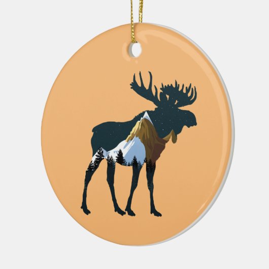 Night Forest Moose Keramisch Ornament (Links)
