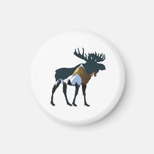 Night Forest Moose Magneet (Voorkant)