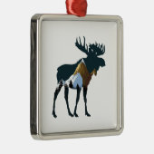 Night Forest Moose Metalen Ornament (Rechts)