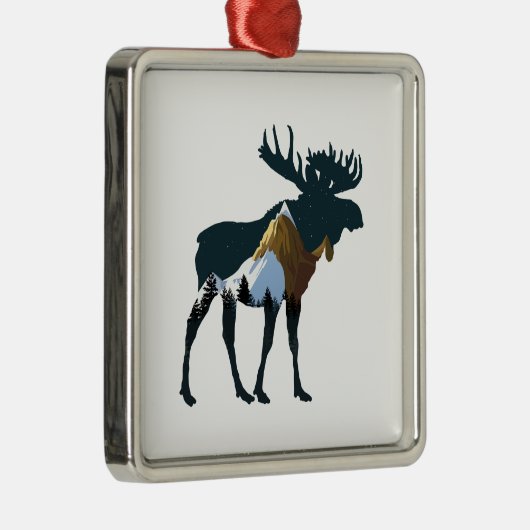 Night Forest Moose Metalen Ornament (Rechts)