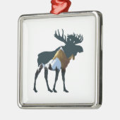 Night Forest Moose Metalen Ornament (Links)