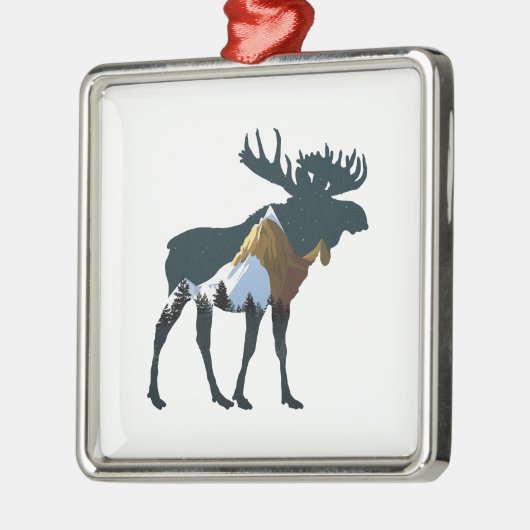 Night Forest Moose Metalen Ornament (Links)