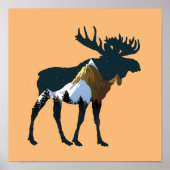 Night Forest Moose Poster (Voorkant)