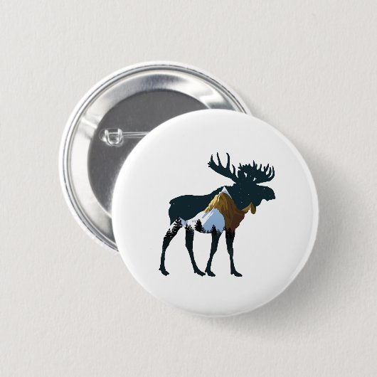 Night Forest Moose Ronde Button 5,7 Cm (Voorkant /achterkant)