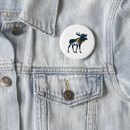 Night Forest Moose Ronde Button 5,7 Cm (In situ)