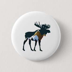 Night Forest Moose Ronde Button 5,7 Cm