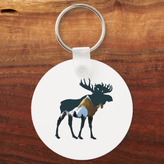 Night Forest Moose Sleutelhanger (Voorkant)