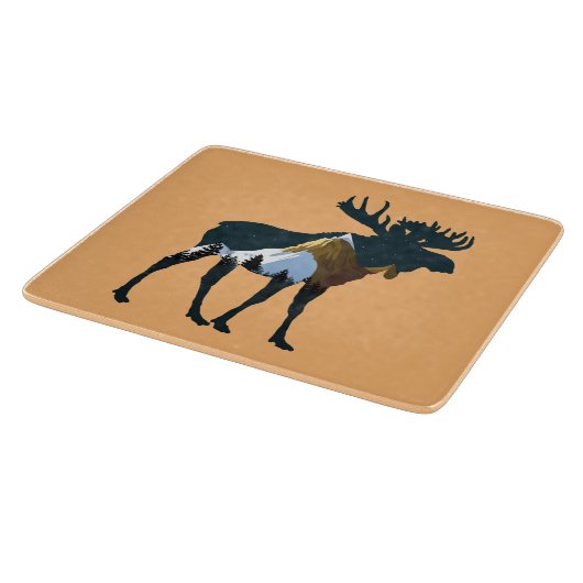 Night Forest Moose Snijplank (Hoek)