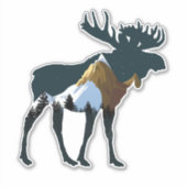 Night Forest Moose Sticker (Voorkant)