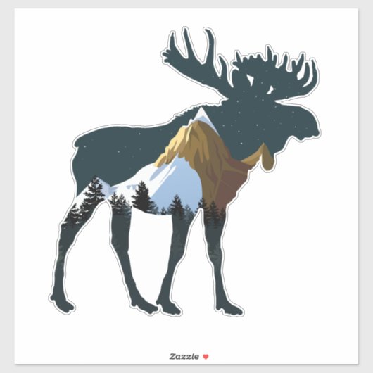 Night Forest Moose Sticker (Vel)