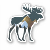 Night Forest Moose Sticker (Voorkant)