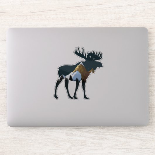 Night Forest Moose Sticker (Computer)