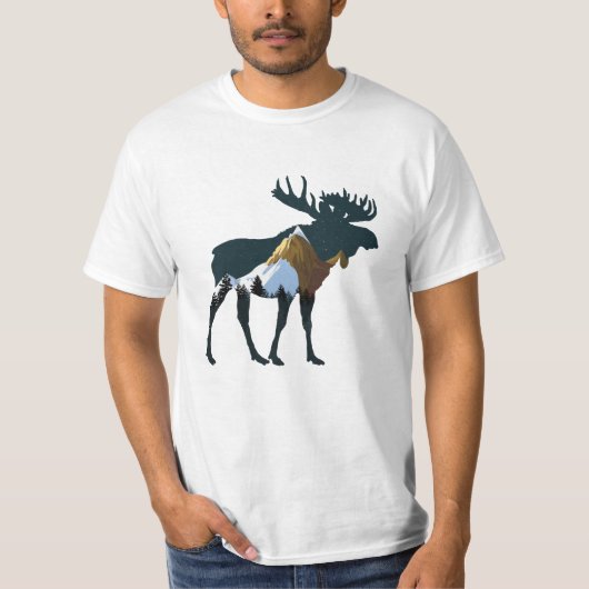 Night Forest Moose T-shirt (Voorkant)