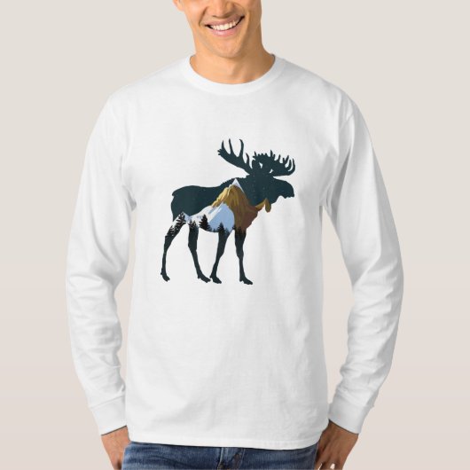 Night Forest Moose T-shirt (Voorkant)