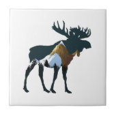 Night Forest Moose Tegeltje (Voorkant)