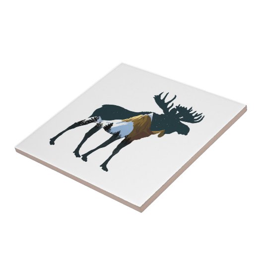 Night Forest Moose Tegeltje (Zijkant)