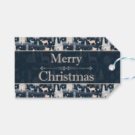 Night Forest Winter Village Cadeaulabel