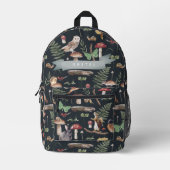 Night Forest Woodland Dieren Navy Blue Bedrukte Rugzak (Voorkant)