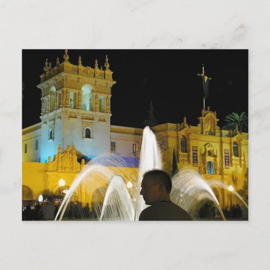 Night Fountains Water Balboa Park Prado Briefkaart (Voorkant)