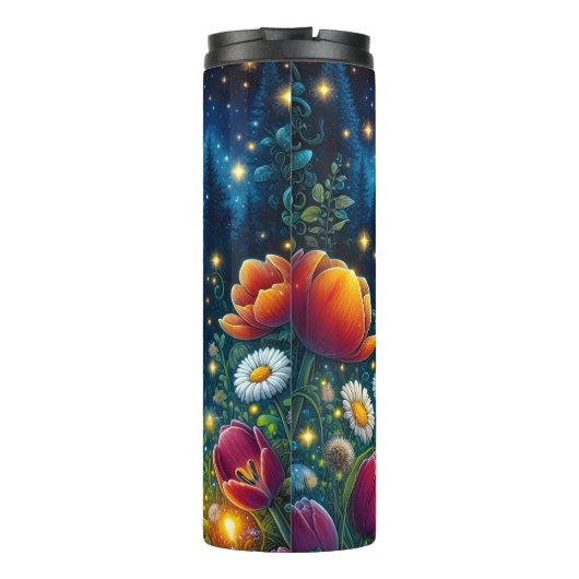 Night Frog Mushroom Starry Meadow Thermosbeker (Achterkant)