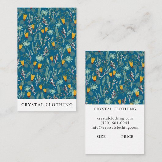 Night Garden Botanical Chic Modern Hang Tag Visitekaartje (Voorkant / Achterkant)