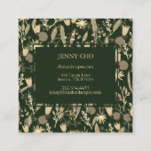 Night Garden Botanical Floral Planten Moderne Chic Vierkante Visitekaartje (Achterkant)