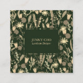 Night Garden Botanical Floral Planten Moderne Chic Vierkante Visitekaartje (Voorkant)