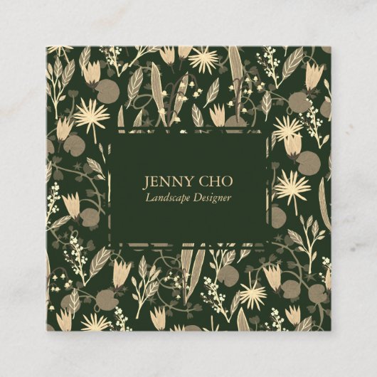 Night Garden Botanical Floral Planten Moderne Chic Vierkante Visitekaartje (Voorkant)