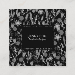 Night Garden Botanical Floral Planten Moderne Chic Vierkante Visitekaartje