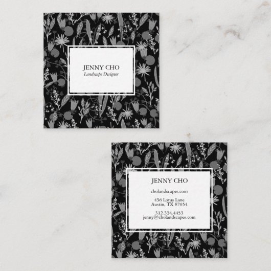 Night Garden Botanical Floral Planten Moderne Chic Vierkante Visitekaartje (Voorkant / Achterkant)