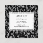 Night Garden Botanical Floral Planten Moderne Chic Vierkante Visitekaartje (Achterkant)