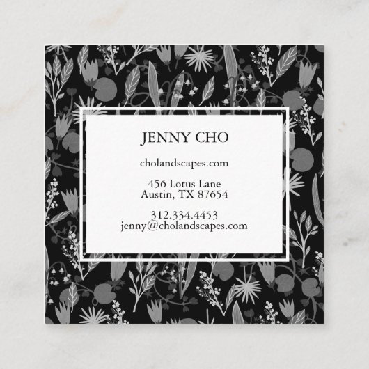 Night Garden Botanical Floral Planten Moderne Chic Vierkante Visitekaartje (Achterkant)