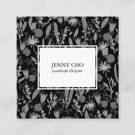 Night Garden Botanical Floral Planten Moderne Chic Vierkante Visitekaartje (Voorkant)