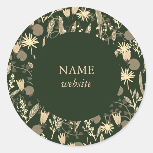 Night Garden Botanical Floral Plants Modern Chic  Ronde Sticker (Voorkant)