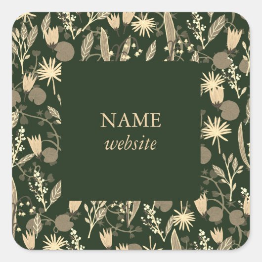Night Garden Botanical Floral Plants Modern Chic  Vierkante Sticker (Voorkant)