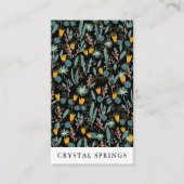 Night Garden Botanical Planten Moderne Chic Black Visitekaartje (Voorkant)