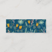 Night Garden Floral Botanical Pattern Blue Mini Visitekaartje (Achterkant)